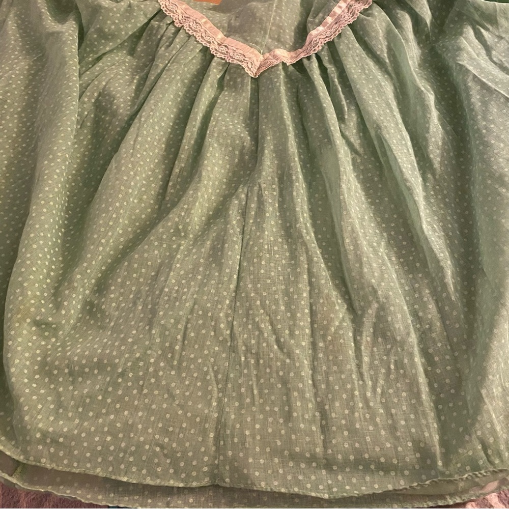 Vintage Wild Honey 70s semi sheer green polka ruffle cottagecore prairie dress - Picture 7 of 16